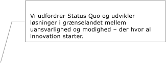 Vi udfordrer Status Quo og udvikler lsninger i grnselandet mellem uansvarlighed og modighed  der hvor al innovation starter.